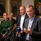 Nick Hækkerup og ordfører fra Folketingets partier præsenterer planen for næste fase af genåbningen. Foto: Thomas Sjørup/Ritzau Scanpix