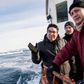 Grønlands udenrigsminister, Vittus Qujaukitsoq (tv.), sammen med sin daværende danske og franske kollega under et besøg i Ilulissat i marts.