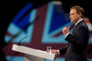 Conservative party chairman Grant Shapps opens Britain's Conservative Party Conference, Manchester, England, Sunday, Sept. 29, 2013. (AP Photo/Jon Super)