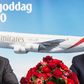 Airbus A380 kommer til København. Her ses Thomas Woldbye, adm. dir. i Københavns Lufthavne A/S, og Tim Clark, koncernchef i Emirates.