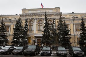 Den russiske centralbank, Bank of Russia, i Moskva, Rusland. Foto: AP/Alexander Zemlianichenko