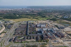 Budgettet for ombygningen af Det Nye Universitetshospital i Skejby ved Aarhus er på 6,35 mia. kr. Men tidsplanen for færdiggørelsen af byggeriet er smuldret, og budgettet er under pres, ligesom det også er til fældet med sygehusbyggerier i Gødstrup og Viborg. Arkivfoto: Joachim Ladefoged