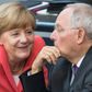 Den tyske kansler Angela Merkal i selskab med sin finansminister, Wolfgang Schäuble.