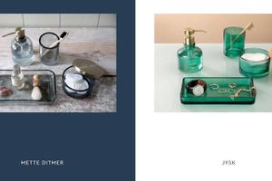 Mette Ditmer Design mener, at Jysk har kopieret fire produktserier med designprodukter til badeværelset. Her viser designeren i sagsmaterialet hendes eget design og Jysk-varianten. Foto: Mette Ditmer Design.