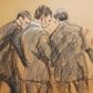 Sam Bankman-Fried sammen med sine forsvarsadvokater i retten i New York. Tegning: Jane Rosenberg/Reuters.