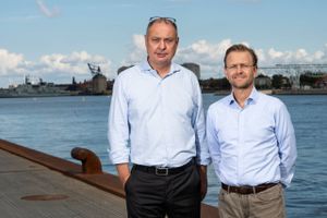 Kapitalfonden Nordic Capital køber softwareselskabet Siteimprove i en milliardhandel. Adm. direktør og stifter Morten Ebbesen (tv) og Frederik Näslund, Nordic Capitals partner. Foto: Gregers Tycho  