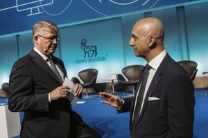 Novo Nordisk generalforsamling. Bestyrelsesformand Lars Rebien Sørensen og CEO Mike Doustdar.  Foto: Thomas Lekfeldt
