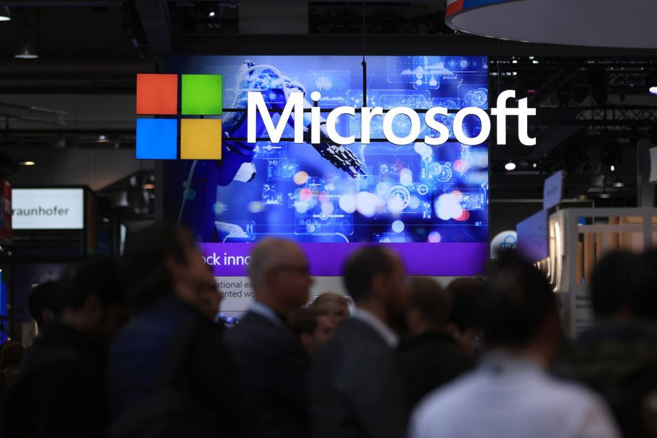 A Microsoft Corp. pavilion at the Hannover Messe industrial technology fair. Bloomberg photo by Krisztian Bocsi