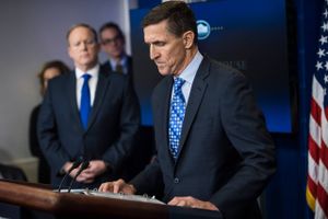 Michael Flynn is shown during a press briefing on Feb. 1, 2017. Foto: Washington Post photo by Jabin Botsford