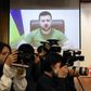 Rusland vil ikke stoppe, før det bliver standset med magt, konstaterede Zelenskyj under talen til de koreanske lovgivere. Foto: Ritzau Scanpix