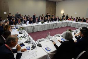 Handelsministermødet fandt sted i forbindelse med årsmødet i World Economic Forum i Davos. Foto: AFP/Fabrice Coffrini  