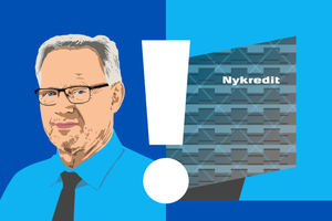 Anders Dam fra Jyske Bank er uening med Nykredit. Illustration: Anders Thykier.