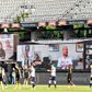 Superligaklubberne har fundet på forskellige tiltag under forbuddet mod tilskuere. Her er AGF's løsning. Foto: Henning Bagger/Ritzau Scanpix