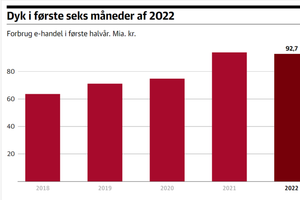 Finans Fakta: Danskerne gennemførte flere onlinehandler i første halvår 2022 end året før - til gengæld dykkede værdien af gennemsnitskøbet. 
