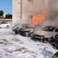 Israeli fire brigade teams douse the blaze in a partking lot outside a residential building following a rocket attack from the Gaza Strip in the southern Israeli city of Ashkelon, on October 7, 2023. Palestinian militant group Hamas has launched a "war" against Israel, Defence Minister Yoav Gallant said, after barrages of rockets were fired from the Gaza Strip into Israeli territory on October 7. (Photo by AHMAD GHARABLI / AFP)
