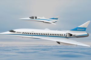 Første trin på vej mod et nyt overlydsfly fra Boom Airways er et mindre testfly. Erfaringerne med dette fly skal bane vejen for et egentlig kommercielt fly. Illustration/foto: Boom Aerospace 