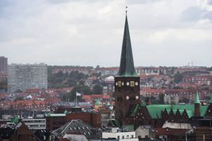 Aarhus set fra DLG bygningen på havnen. Aarhus domkirke. Foto: Gregers Tycho