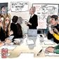 De danske topledere bruger nu 3,5 timer mere om ugen på at deltage i møder, end de gjorde for et par år siden. Tegning: Rasmus Sand Høyer