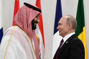 Magthaverne i Opec+ - Saudi-Arabiens kronprins Mohammed bin Salman og Ruslands præsident Vladimir Putin. Foto: AP/Susan Walsh