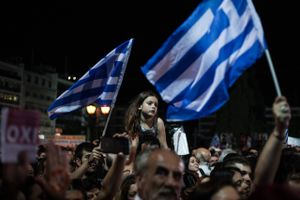 En demonstration til fordel for et nej i Athen