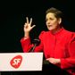 Pia Olsen Dyhr taler ved SF's landsmøde lørdag. Foto: Claus Fisker/Ritzau Scanpix.