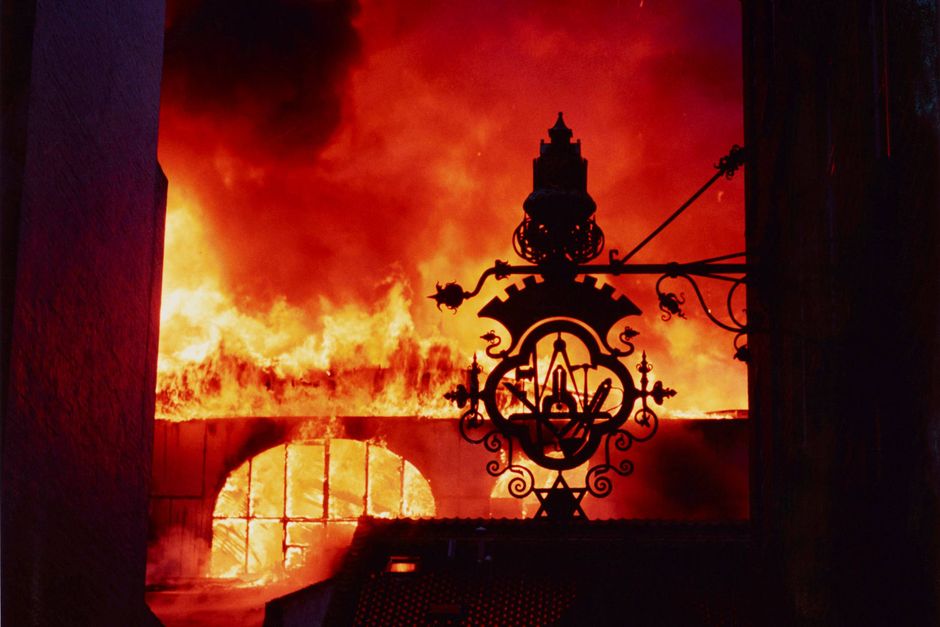 Brand i Odd Fellow Palæet april 1992. Foto: Gert Jensen