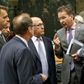 Eurogruppens formand, den hollandske finansminister Jeroen Dijsselbloem, taler med finansministerkollegaer.