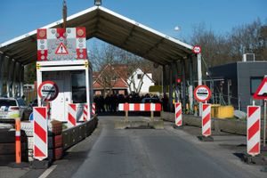 Danmark lukkede lørdag grænsen til Tyskland bl.a. her ved Padborg. Foto: Marie Ravn  