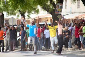 Oppositionen på Zanzibar fejrede sejren efter valget i oktober sidste år. Men valgkommissionen besluttede, at det skulle gå om. Arkivfoto: AP